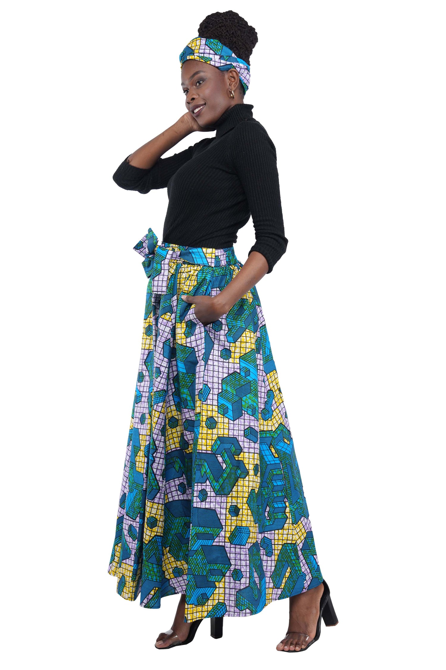 African Long Maxi Skirt With Handbag