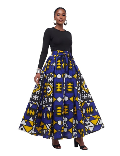 African Print Maxi Skirt for Women | Matching Headwrap | One Size