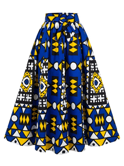 African Print Maxi Skirt for Women | Matching Headwrap | One Size