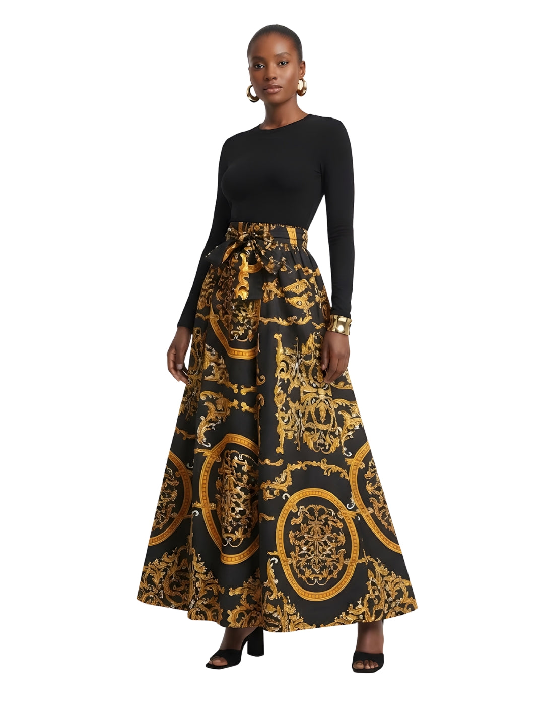 African Print Maxi Skirt for Women | Matching Headwrap | One Size