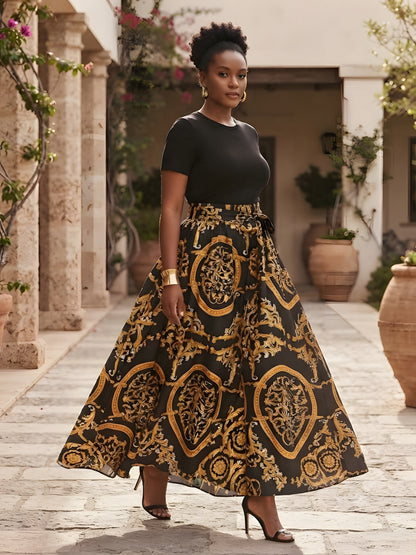 African Print Maxi Skirt for Women | Matching Headwrap | One Size