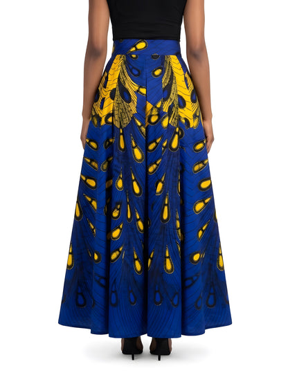African Print Maxi Skirt for Women | Matching Headwrap | One Size
