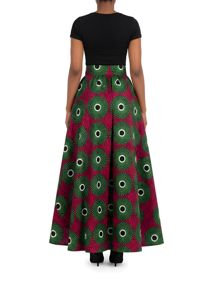 African Print Maxi Skirt for Women | Matching Headwrap | One Size