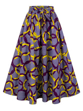 African print 8-panel maxi skirt for women with matching headwrap, front view