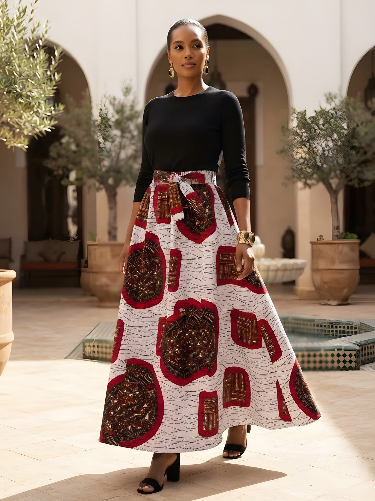 African Print Maxi Skirt for Women | Matching Headwrap | One Size