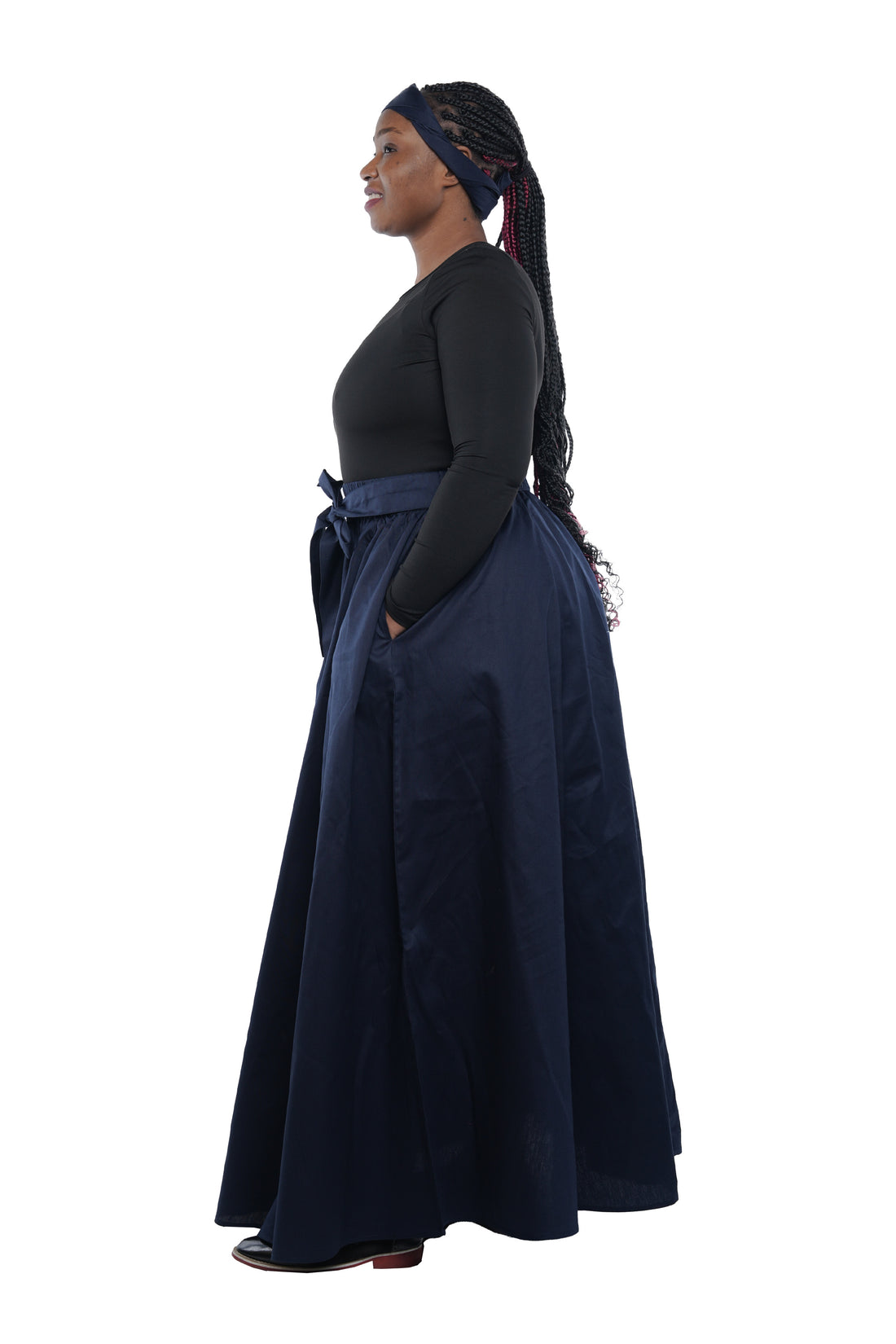 African Long Maxi Skirt 100% Cotton w/ Pockets &amp; Headwrap One Size 41” Length