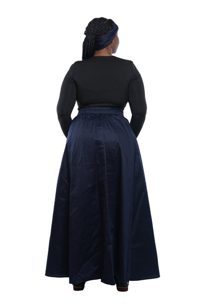 African Long Maxi Skirt 100% Cotton w/ Pockets &amp; Headwrap One Size 41” Length