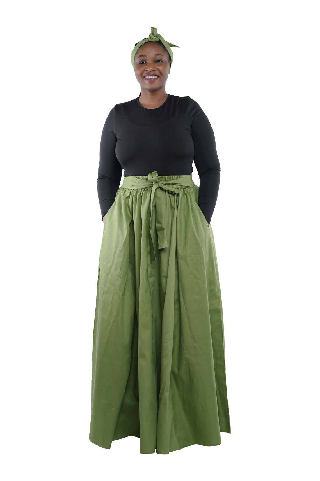 Olive Green Long Maxi Skirt