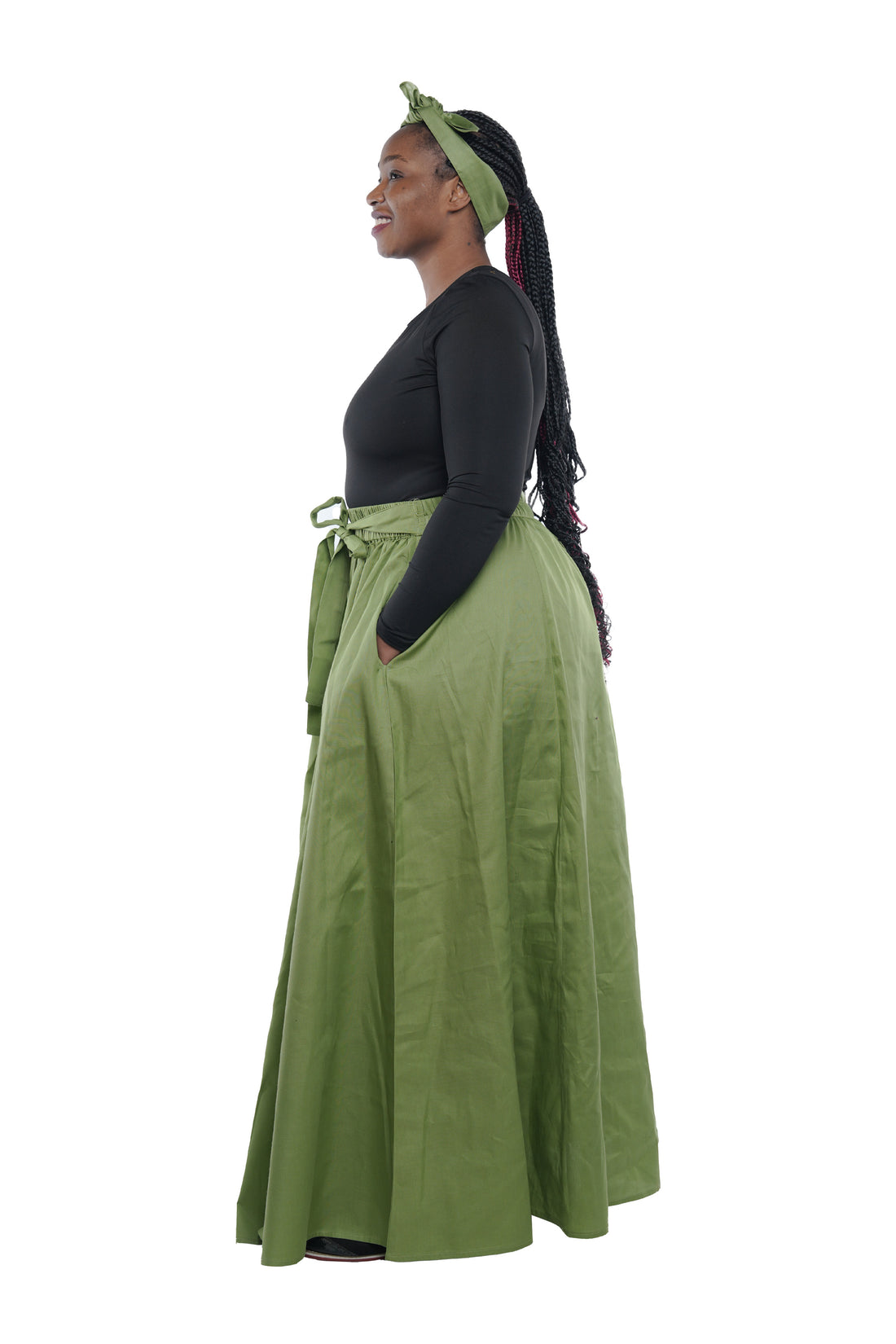 Olive Green Long Maxi Skirt