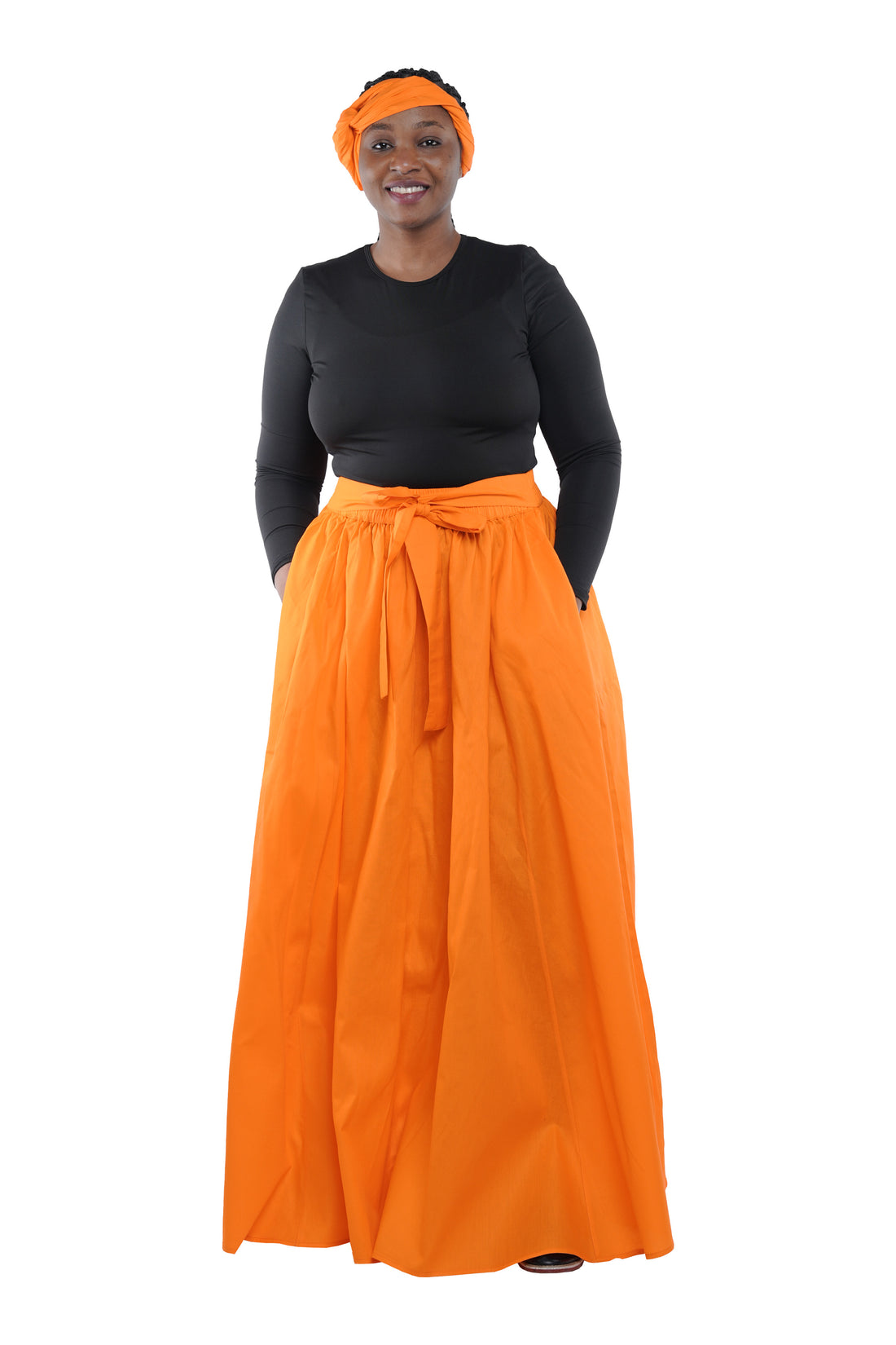 Orange Long Maxi Skirt