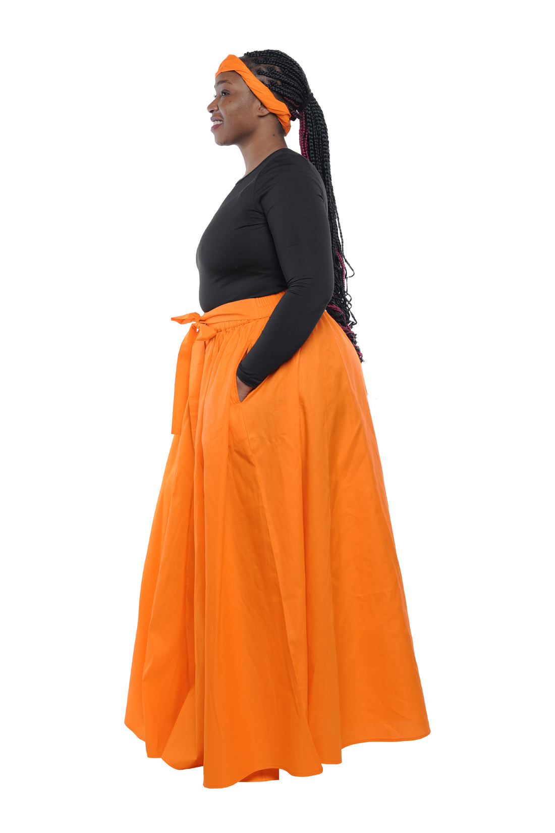 Orange Long Maxi Skirt