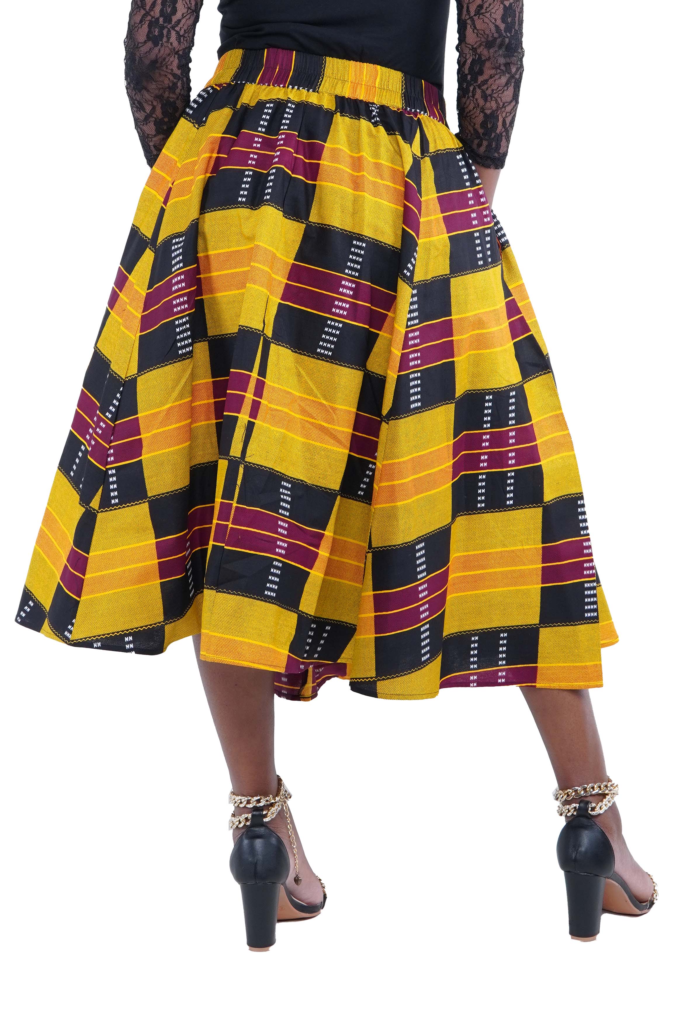 African Women Casual Traditional Kente Midi Skirt