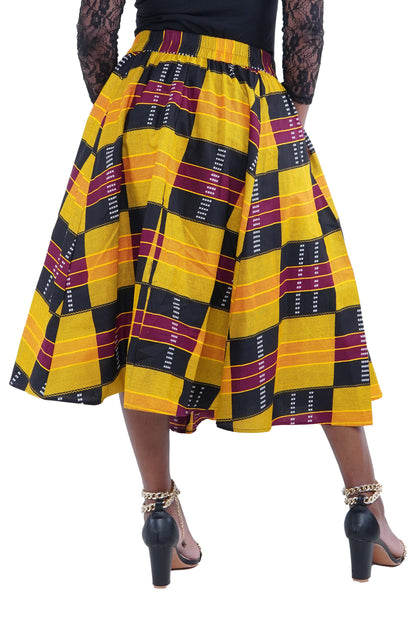 African Women Casual Traditional Kente Midi Skirt