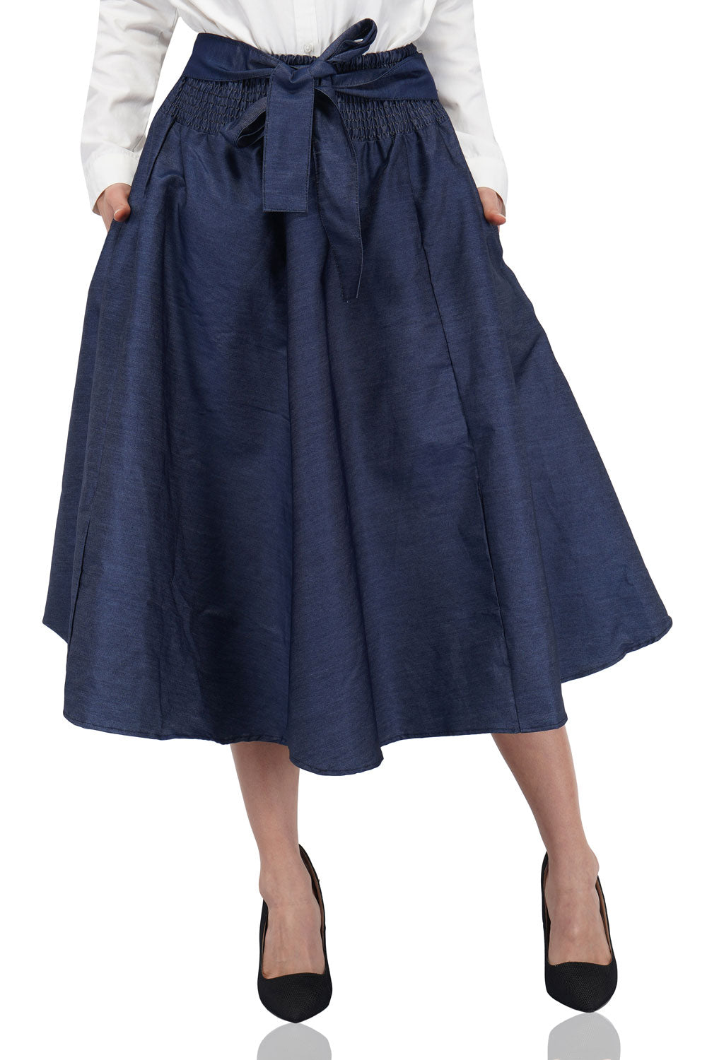 Blue Denim Midi/Calf Length Skirt