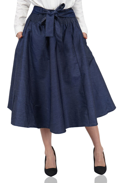 Blue Denim Midi/Calf Length Skirt