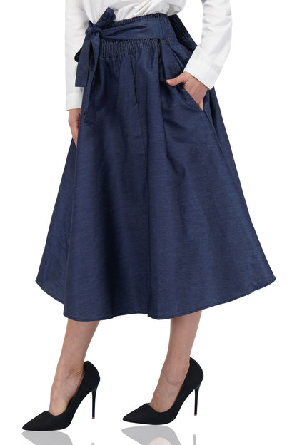 Blue Denim Midi/Calf Length Skirt