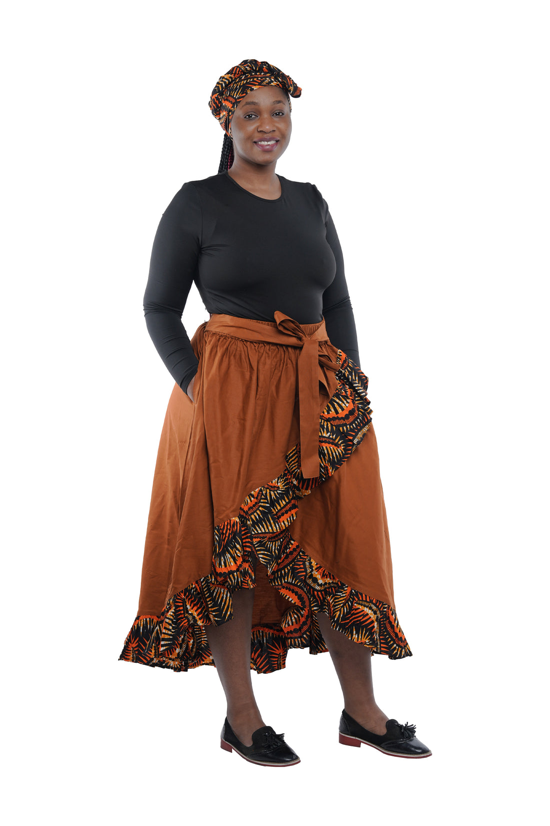 African Trim High Low Ruffled Skirt