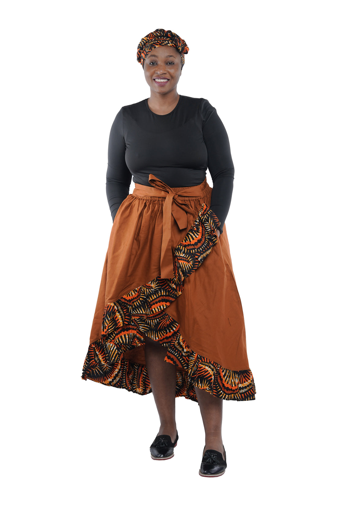 African Trim High Low Ruffled Skirt