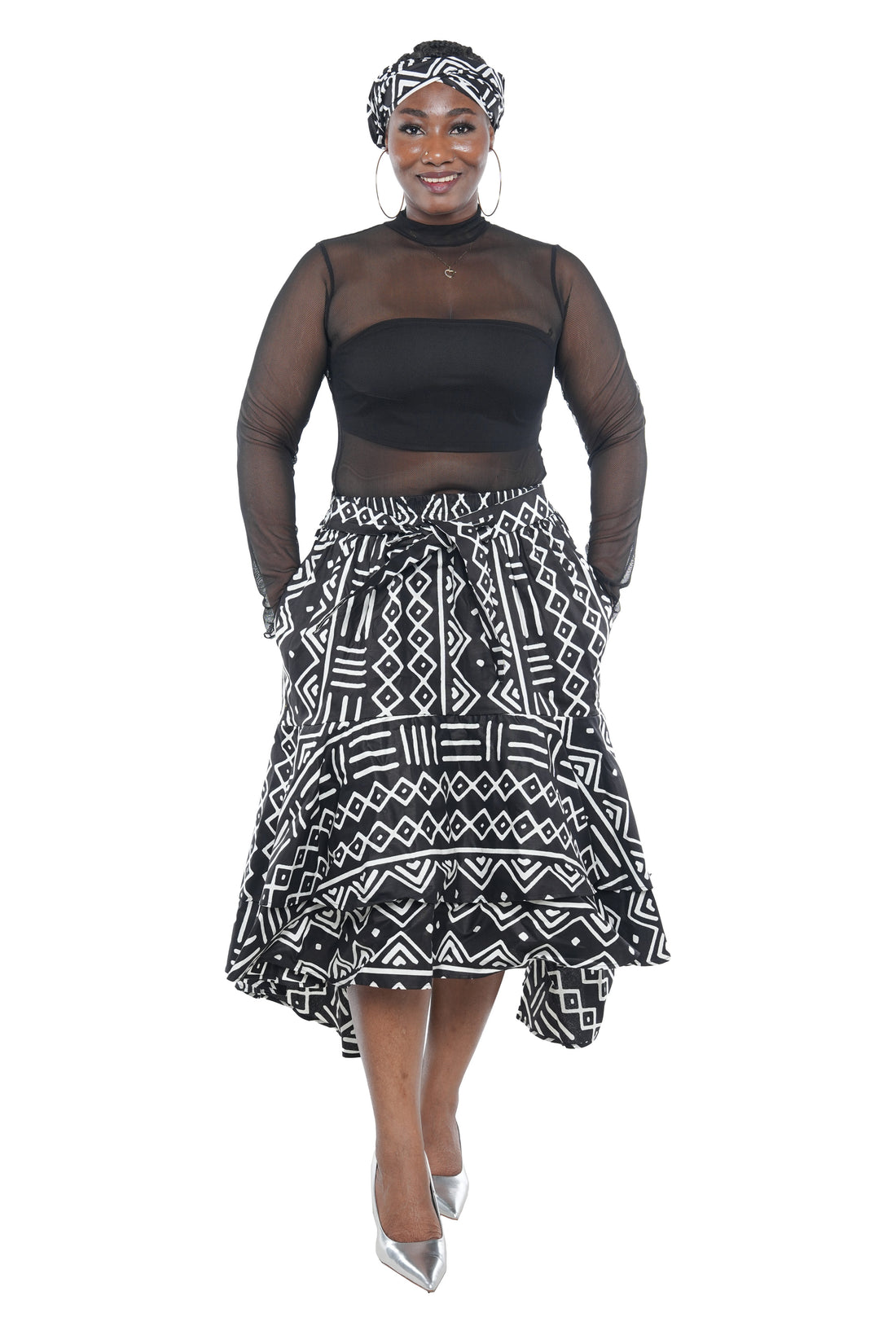 African High Low Two Tier Skirt | One Size