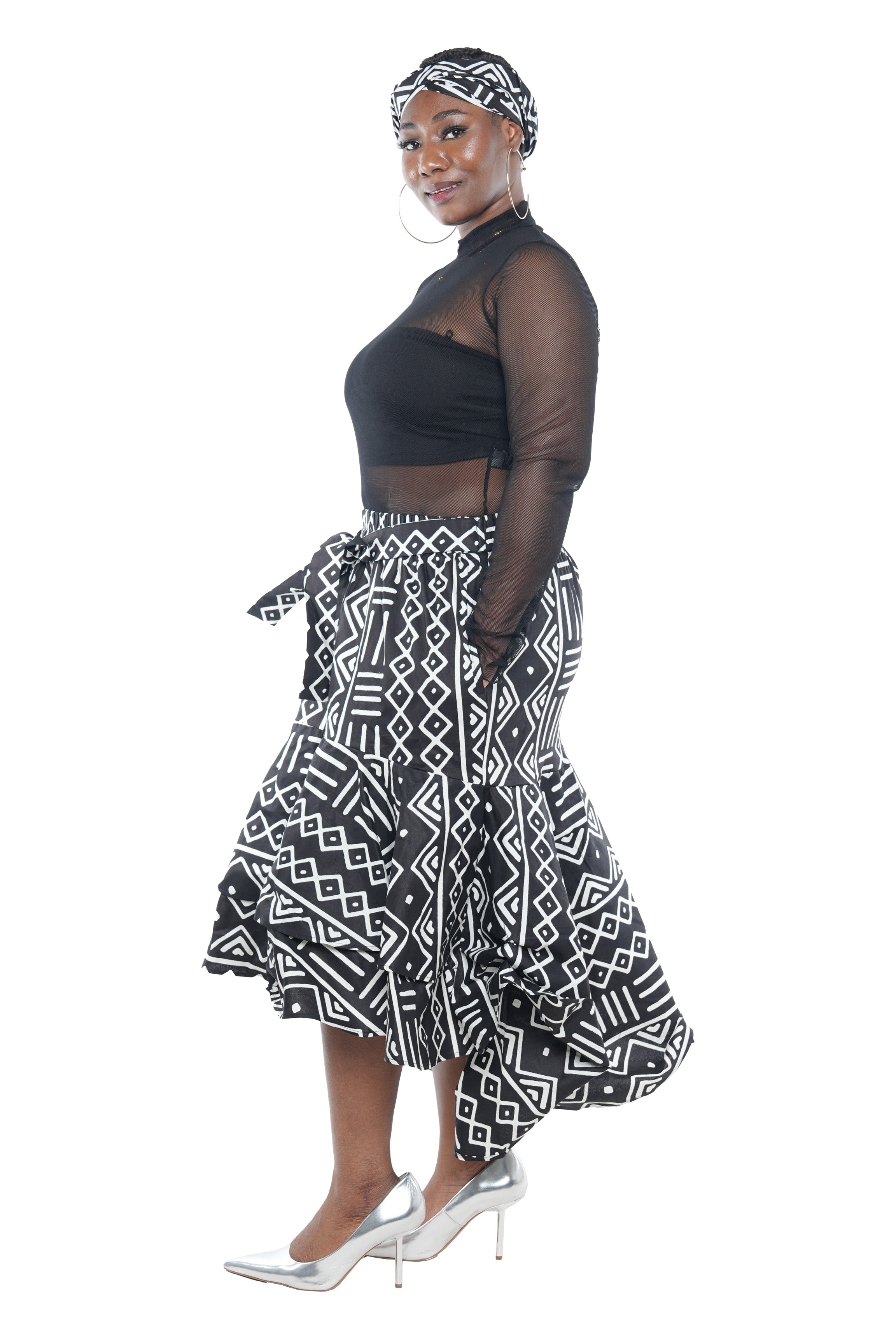 African High Low Two Tier Skirt | One Size