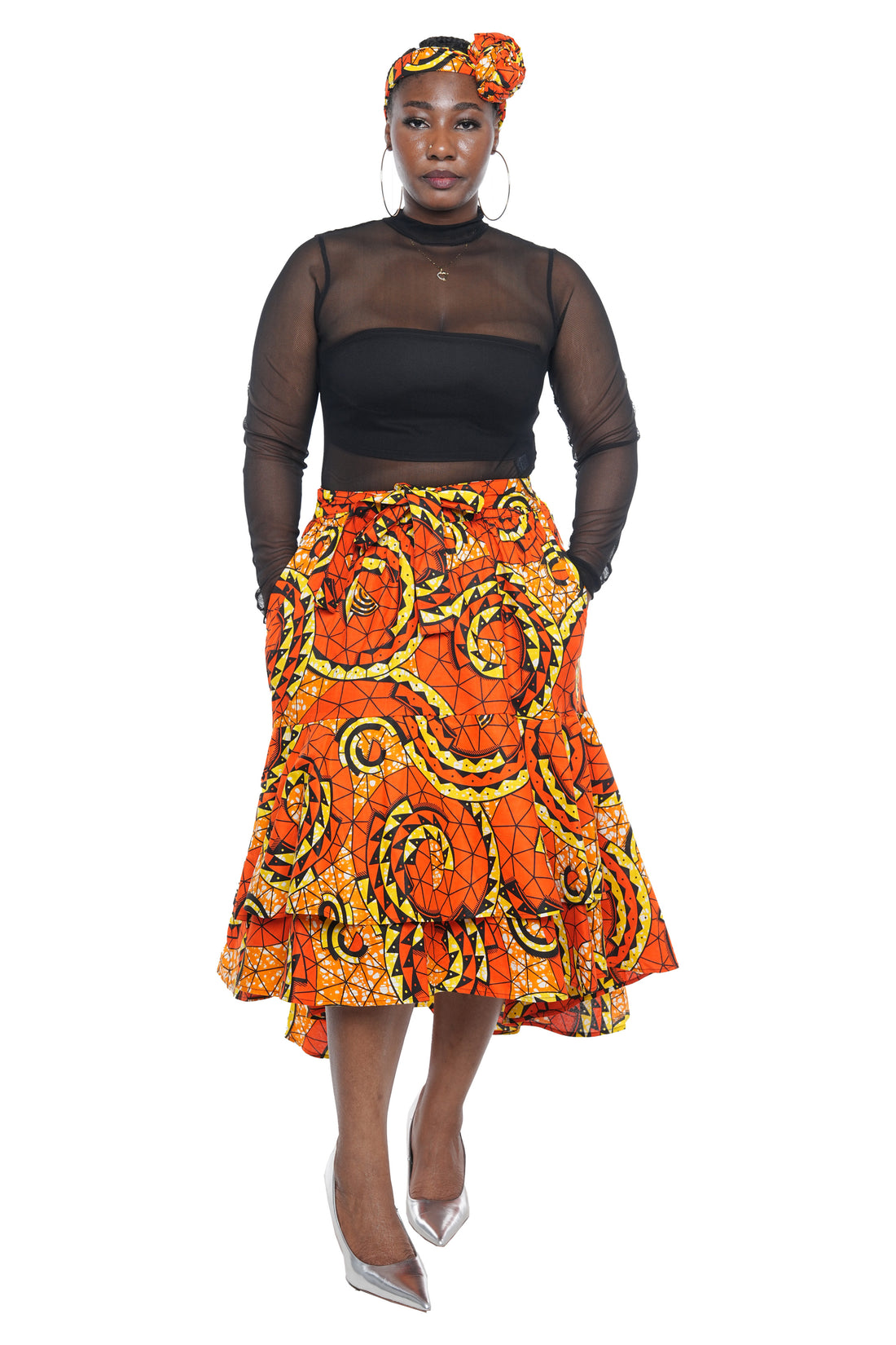 African High Low Two Tier Skirt | One Size