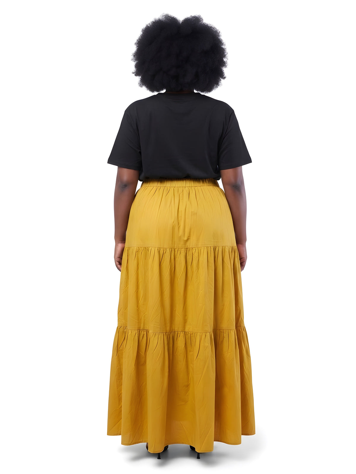 Mustard Long Maxi Tiered Skirt | One Size