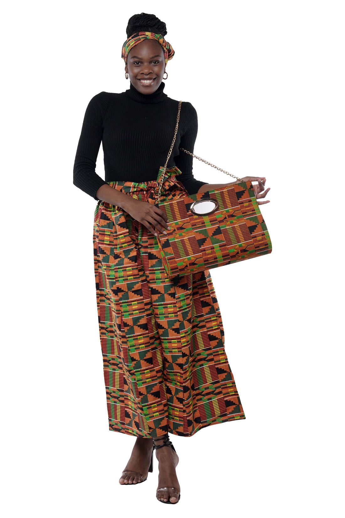 African Wide Palazzo Pants &amp; Matching Handbag Set