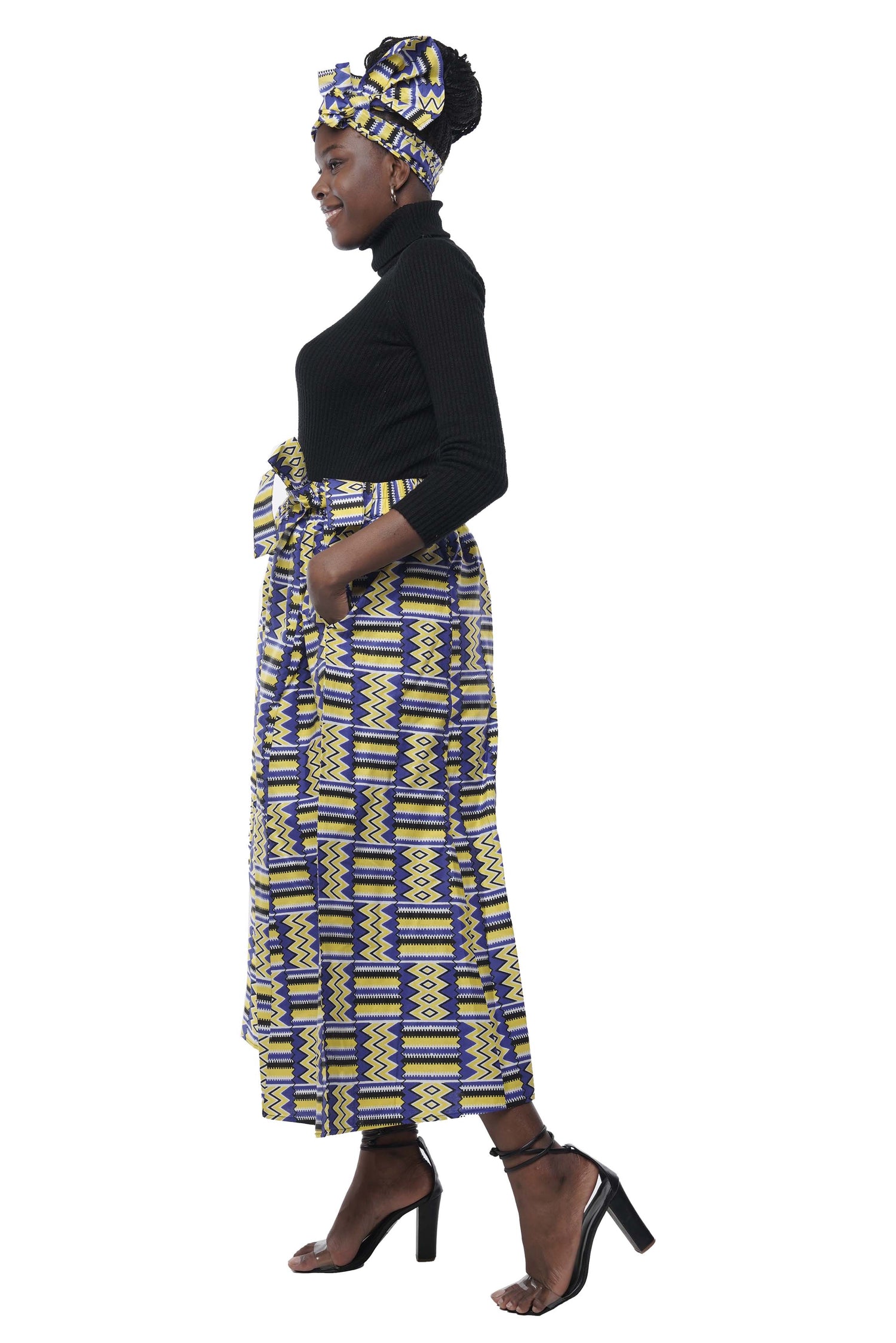 African Wide Palazzo Pants &amp; Matching Handbag Set