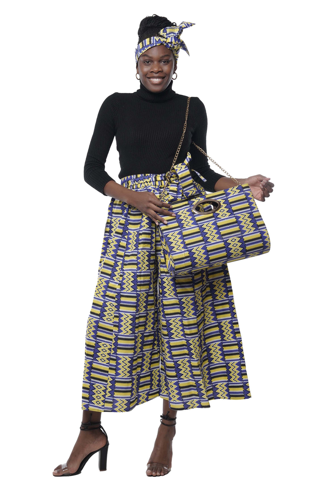 African Wide Palazzo Pants &amp; Matching Handbag Set