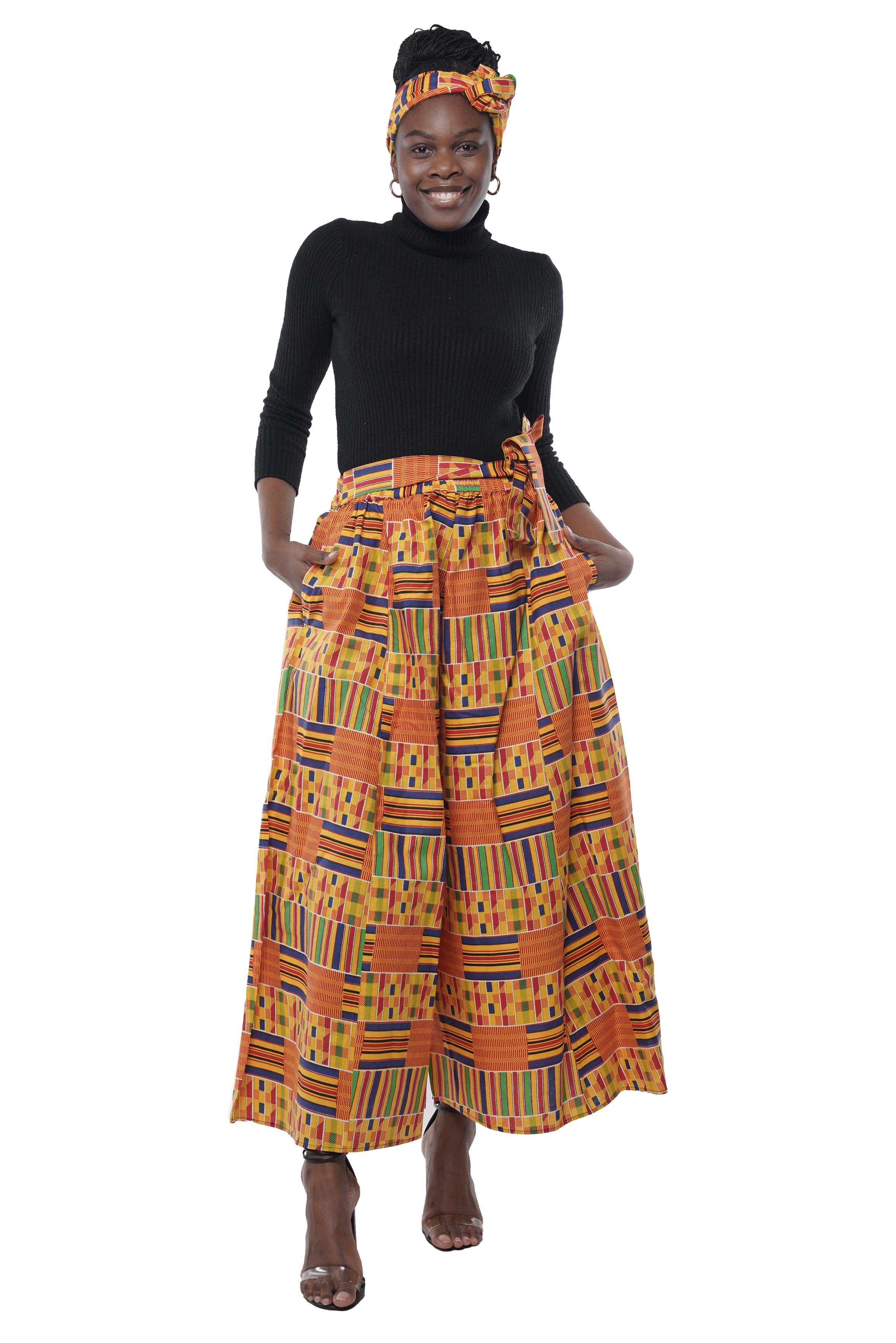 African Wide Palazzo Pants &amp; Matching Handbag Set