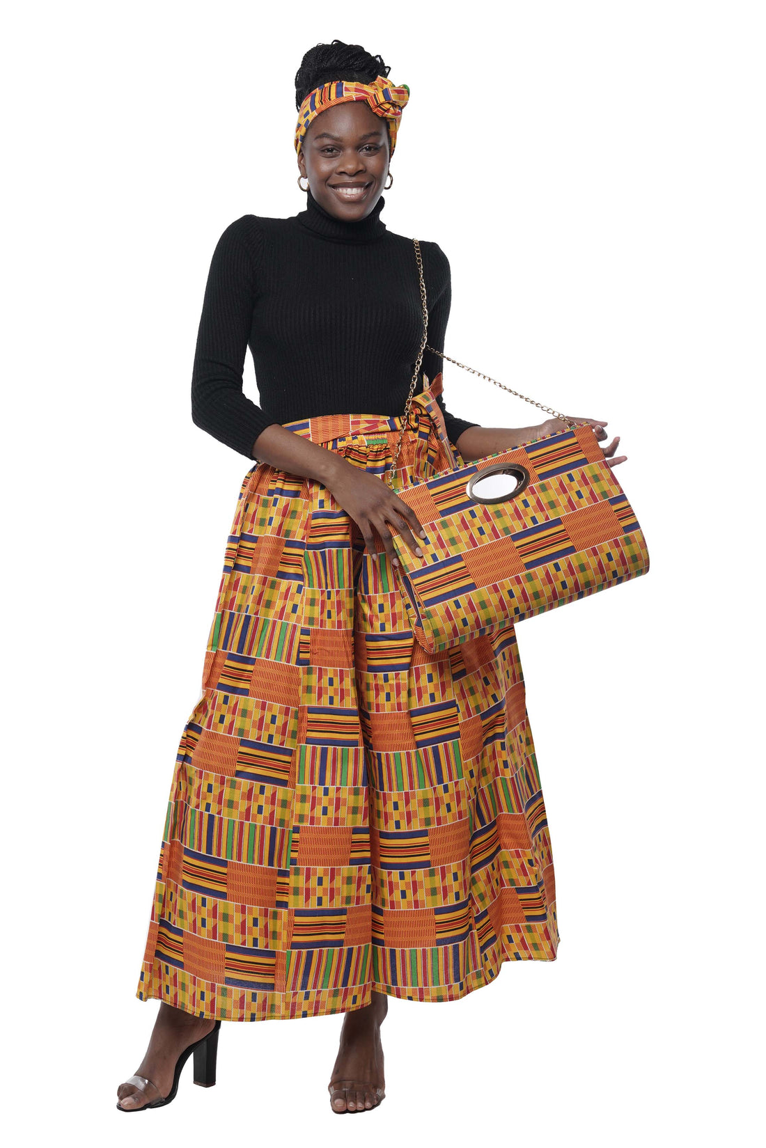 African Wide Palazzo Pants &amp; Matching Handbag Set