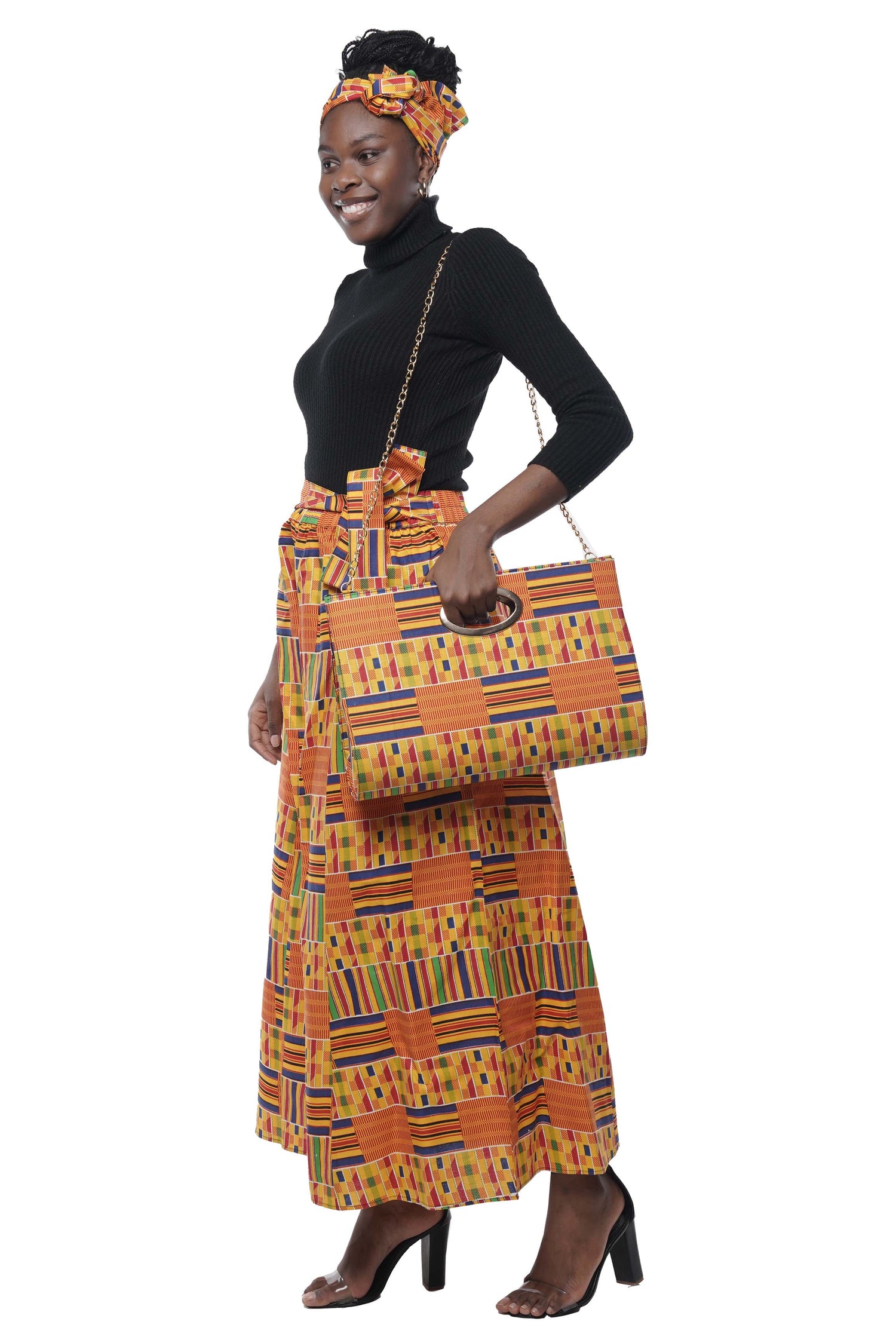 African Wide Palazzo Pants &amp; Matching Handbag Set