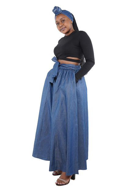 Blue Denim Palazzo Pants | One Size