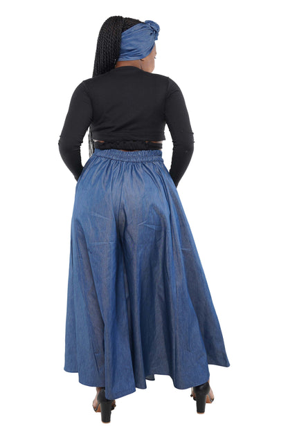 Blue Denim Palazzo Pants | One Size