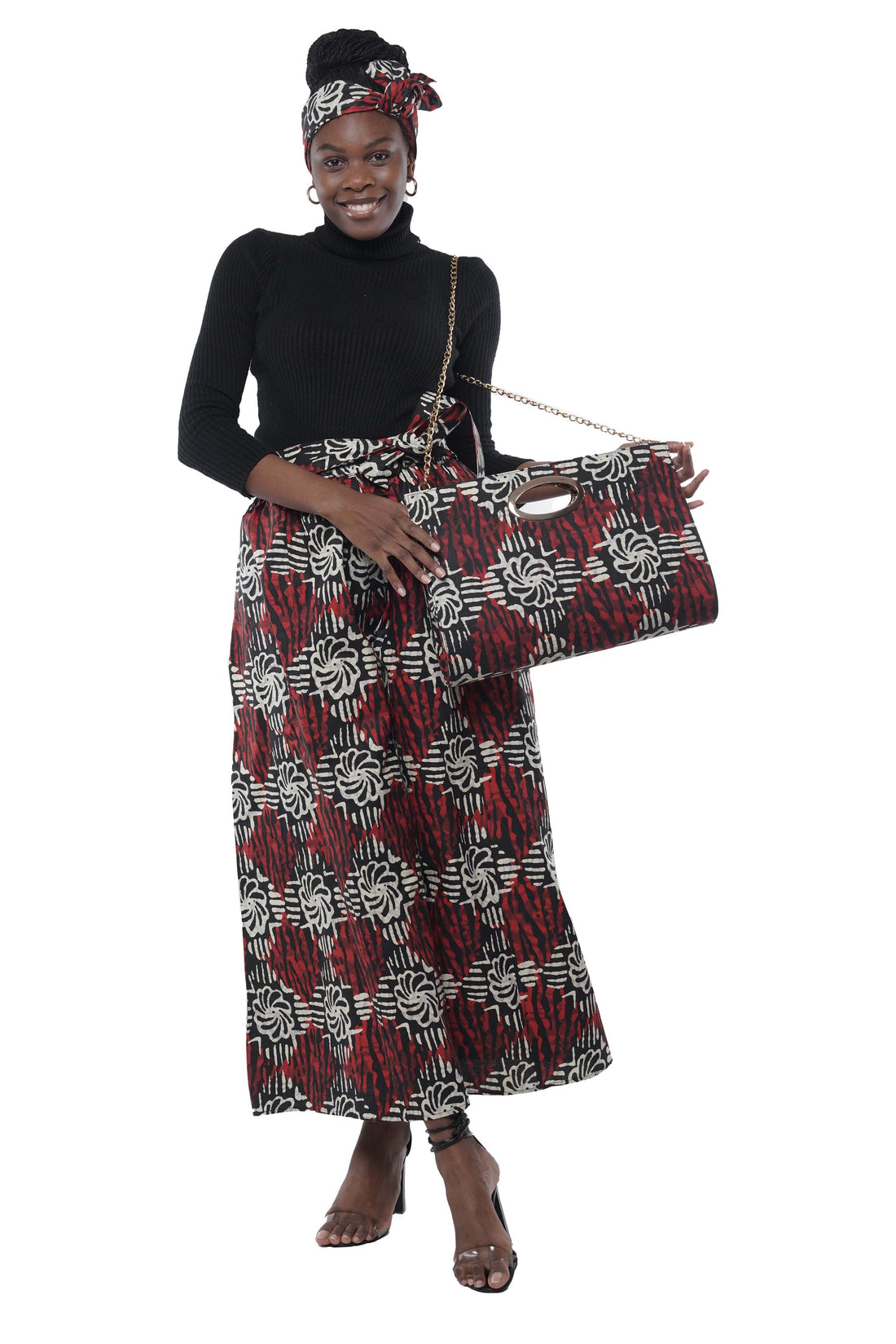 African Wide Palazzo Pants &amp; Matching Handbag Set