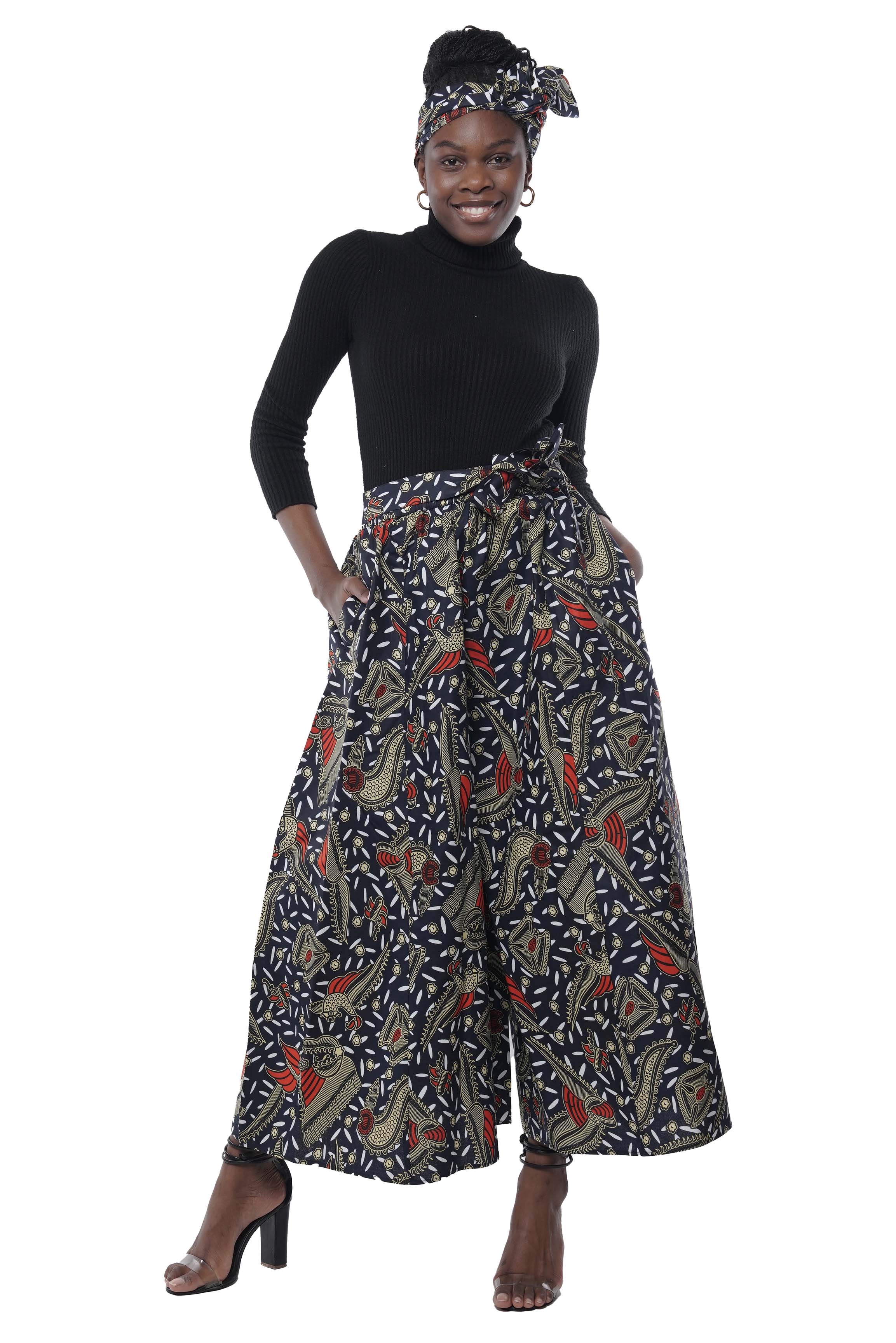 African Wide Palazzo Pants &amp; Matching Handbag Set