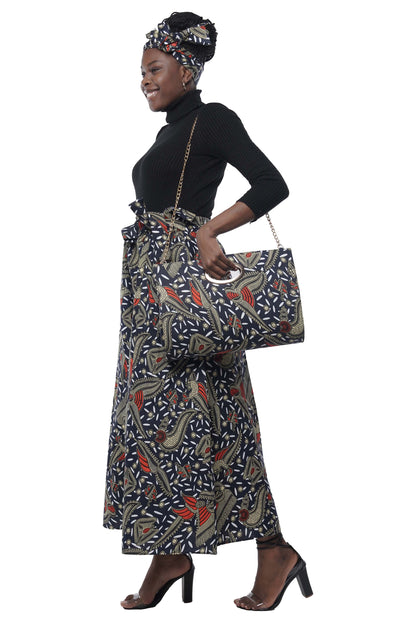 African Wide Palazzo Pants &amp; Matching Handbag Set