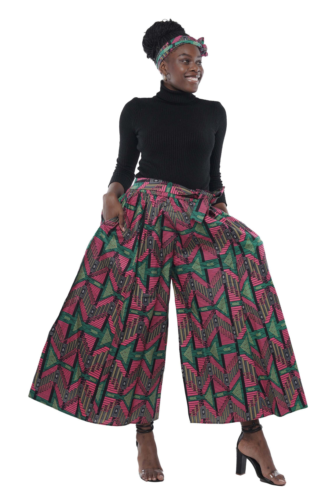 African Wide Palazzo Pants &amp; Matching Handbag Set