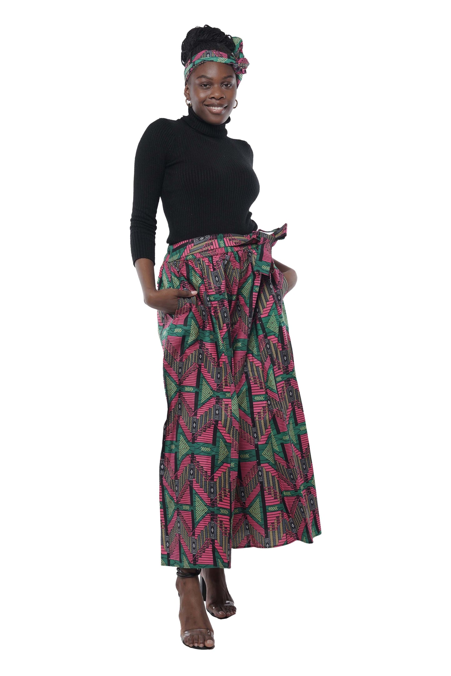 African Wide Palazzo Pants & Matching Handbag Set