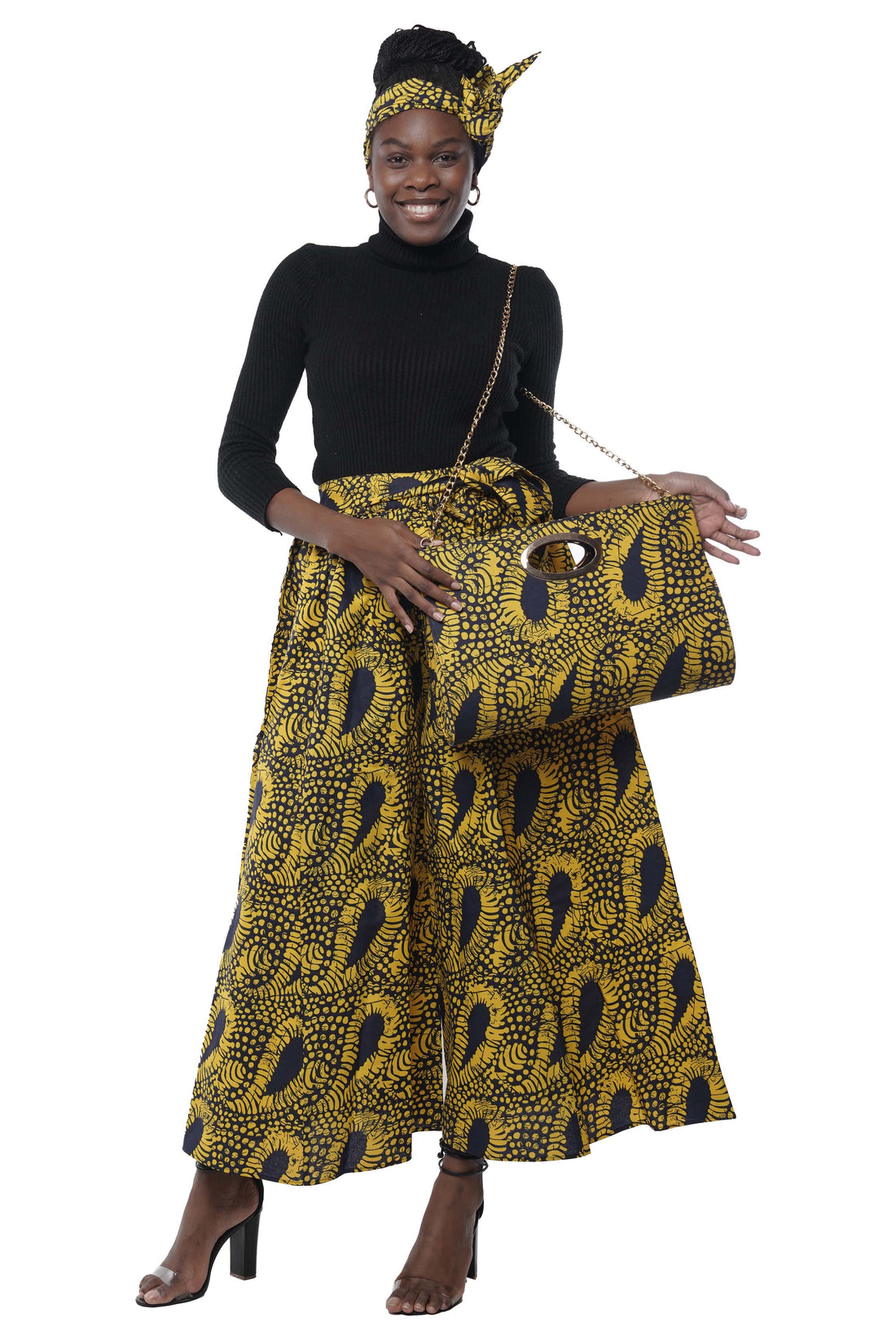 African Wide Palazzo Pants &amp; Matching Handbag Set