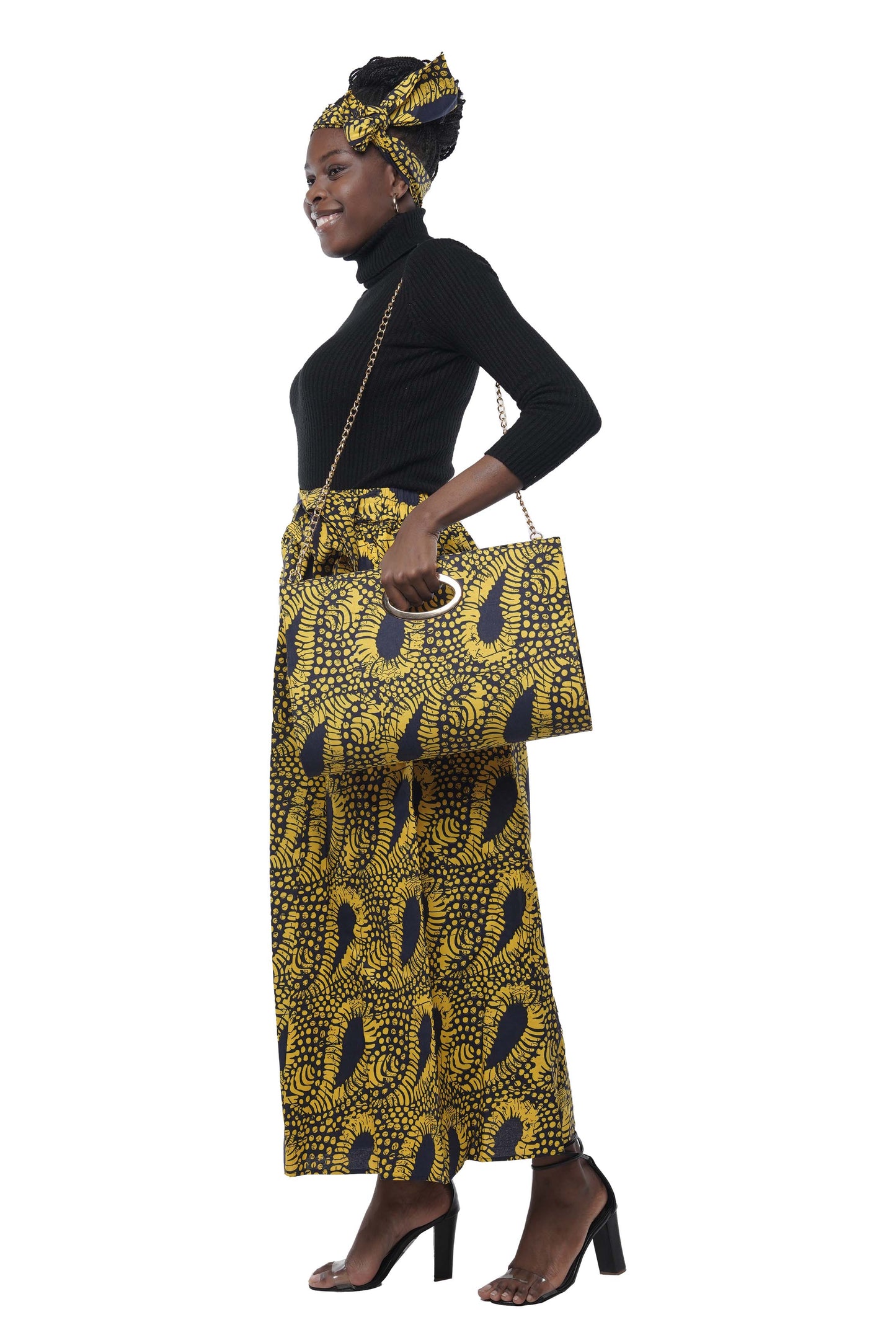 African Wide Palazzo Pants & Matching Handbag Set