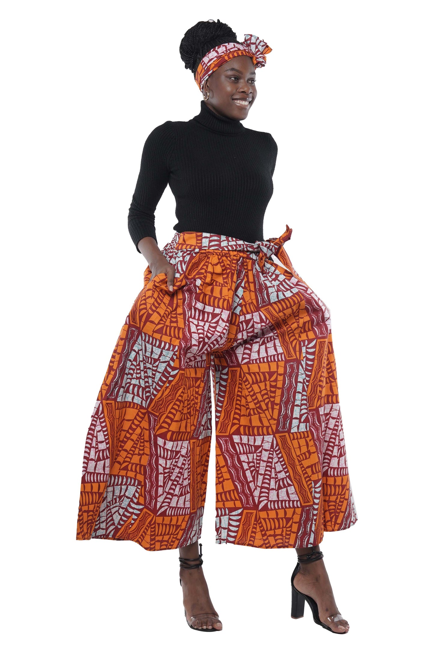 African Wide Palazzo Pants & Matching Handbag Set