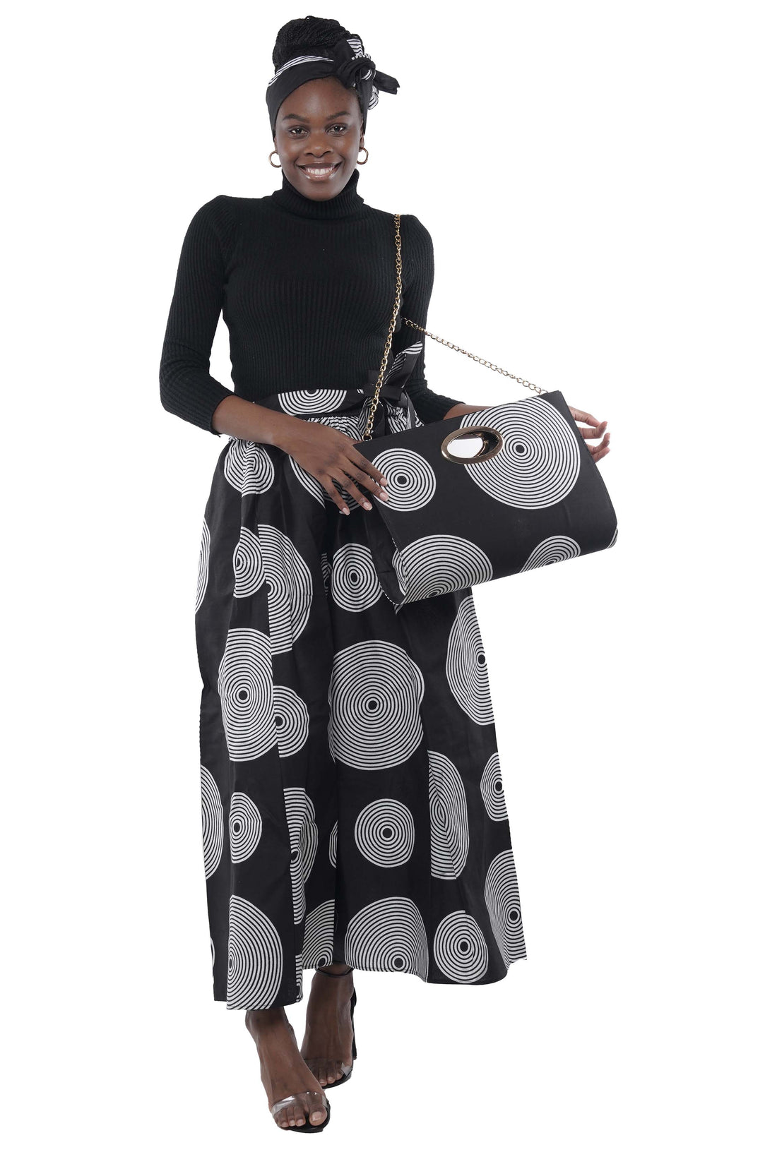 African Wide Palazzo Pants &amp; Matching Handbag Set