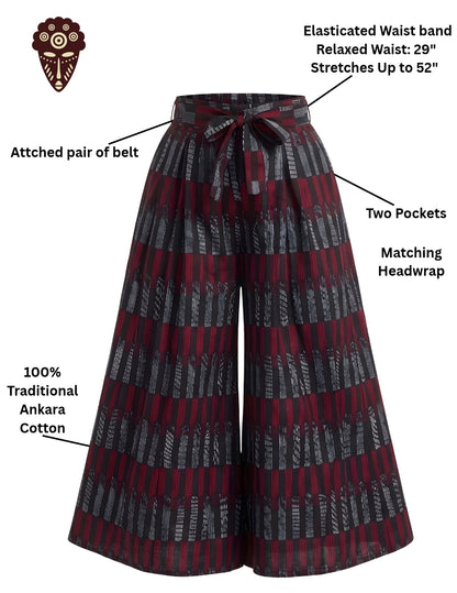 African Wide Palazzo Pants for Women | One Size