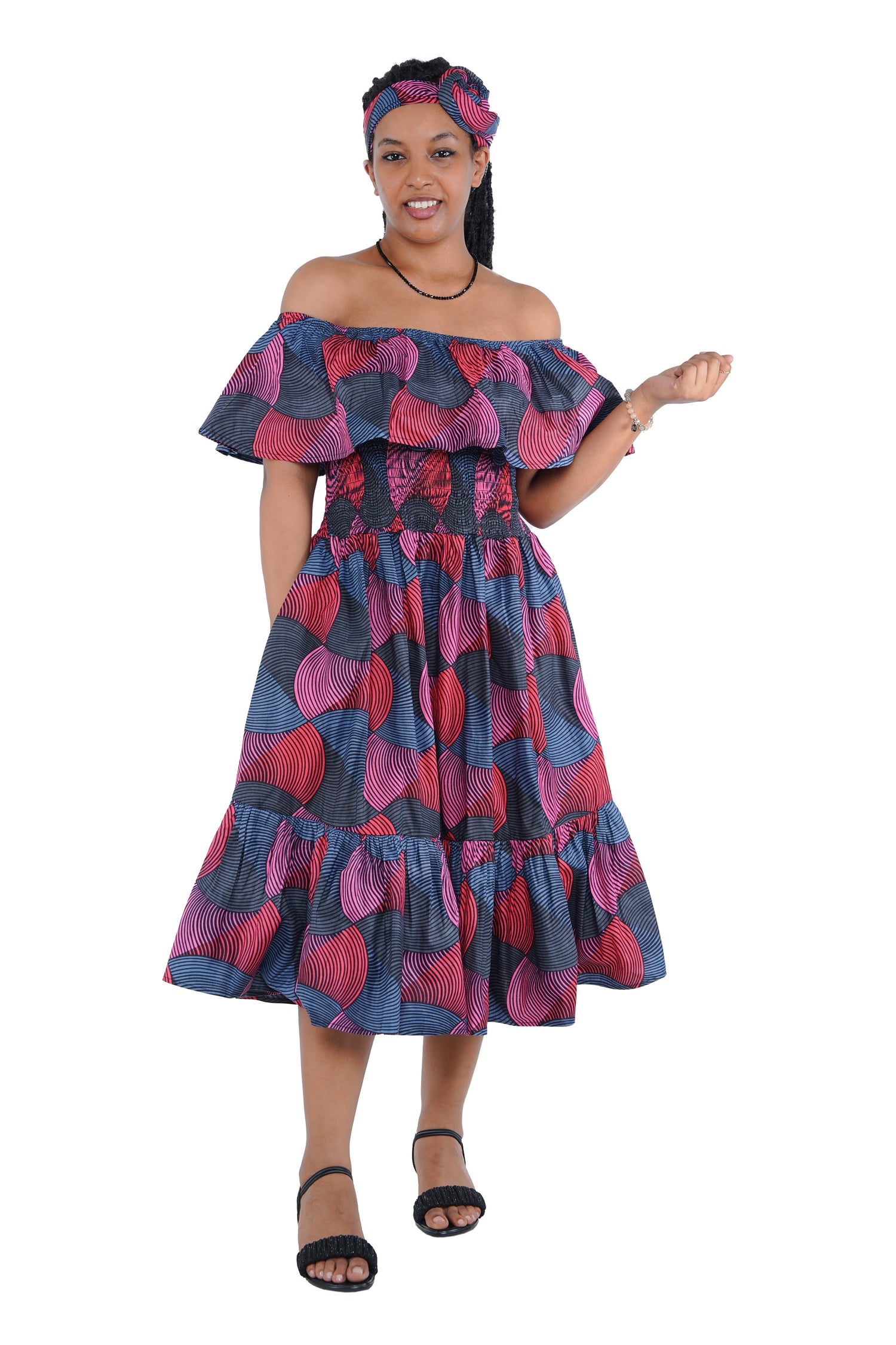 Kente Printed Fit and Flare Dress