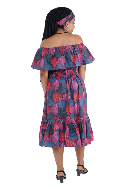 Kente Printed Fit and Flare Dress