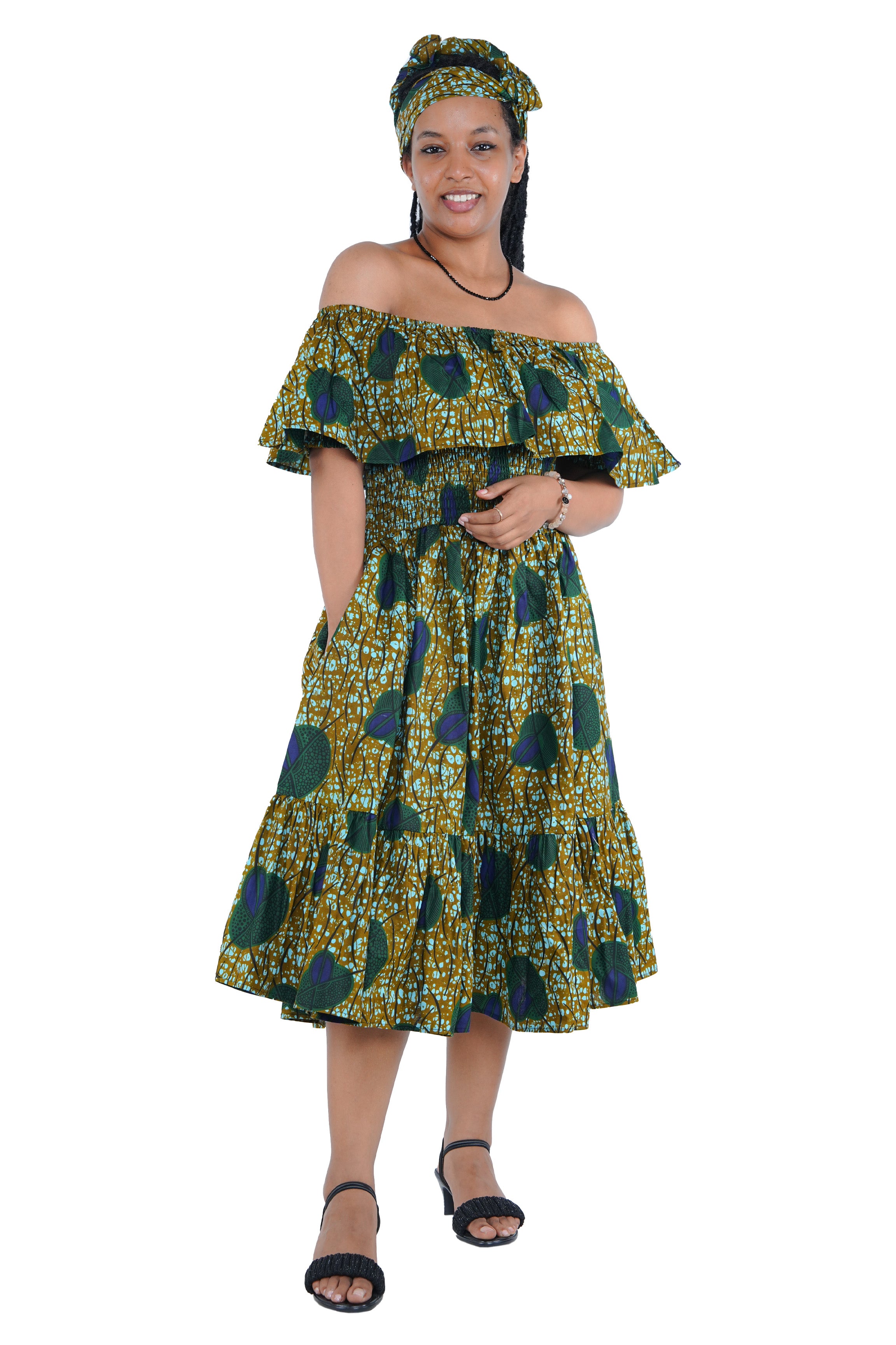 Kente Printed Fit and Flare Dress