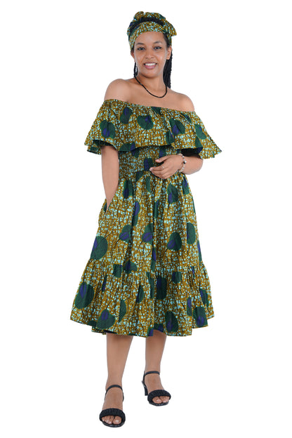 Kente Printed Fit and Flare Dress