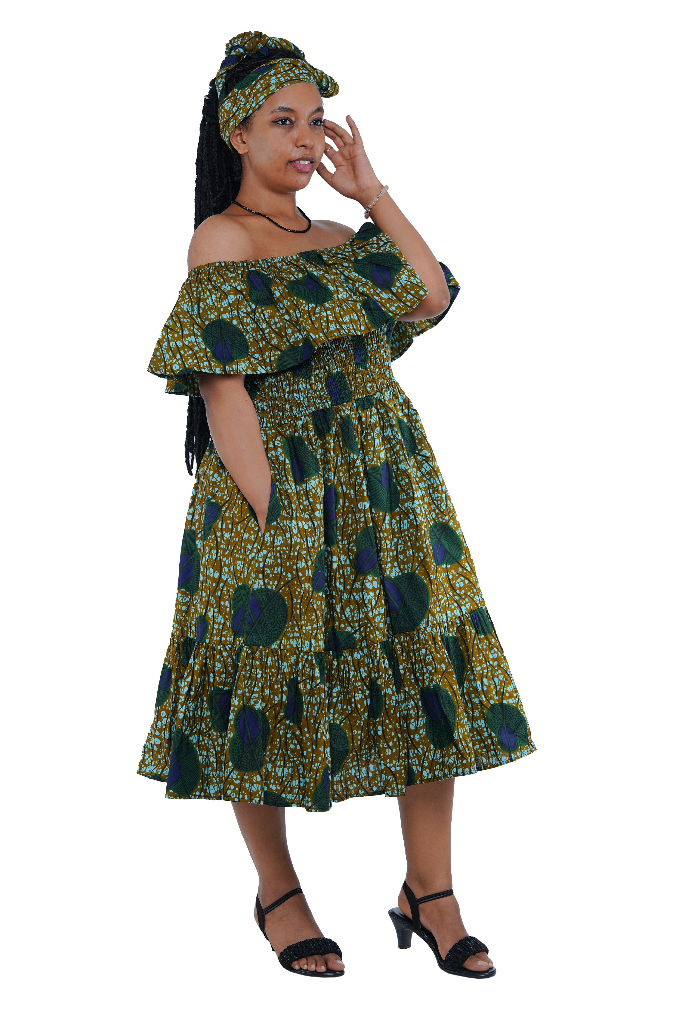 Kente Printed Fit and Flare Dress