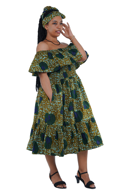 Kente Printed Fit and Flare Dress